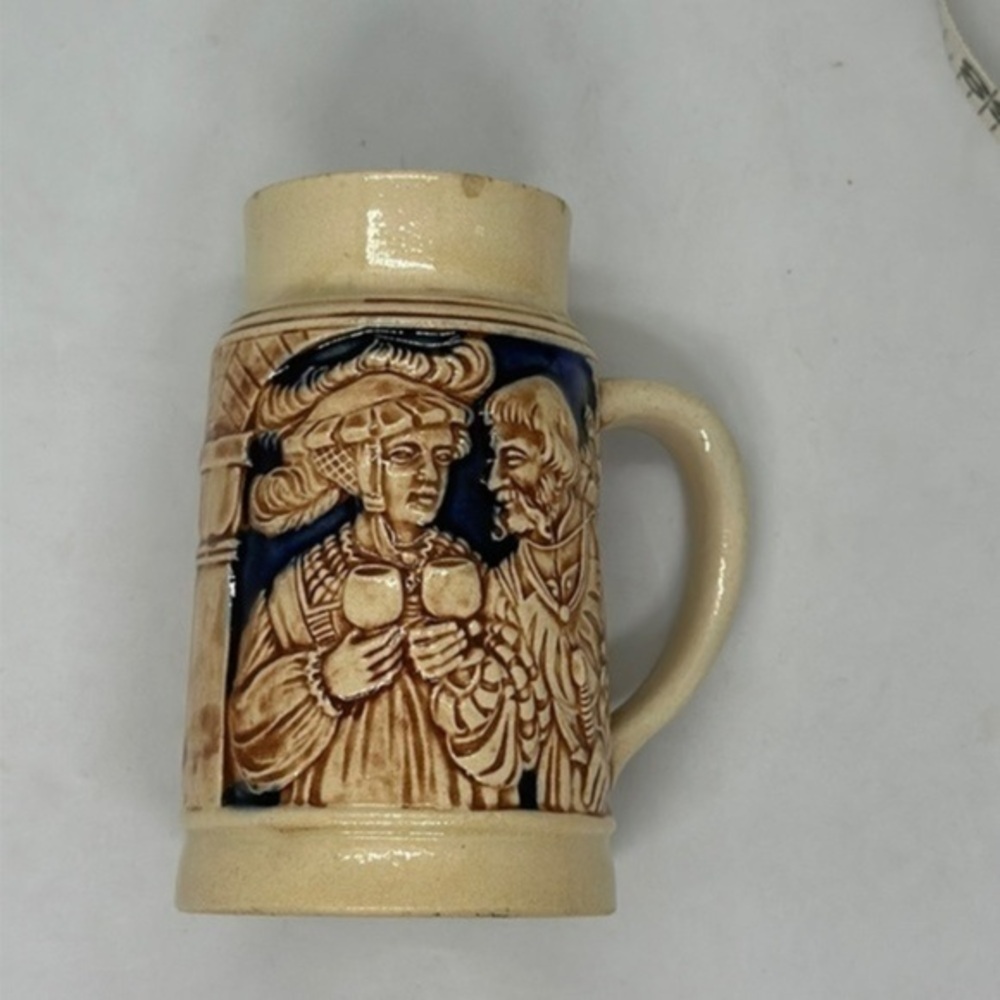 German tankard mini stein Vintage tan colored